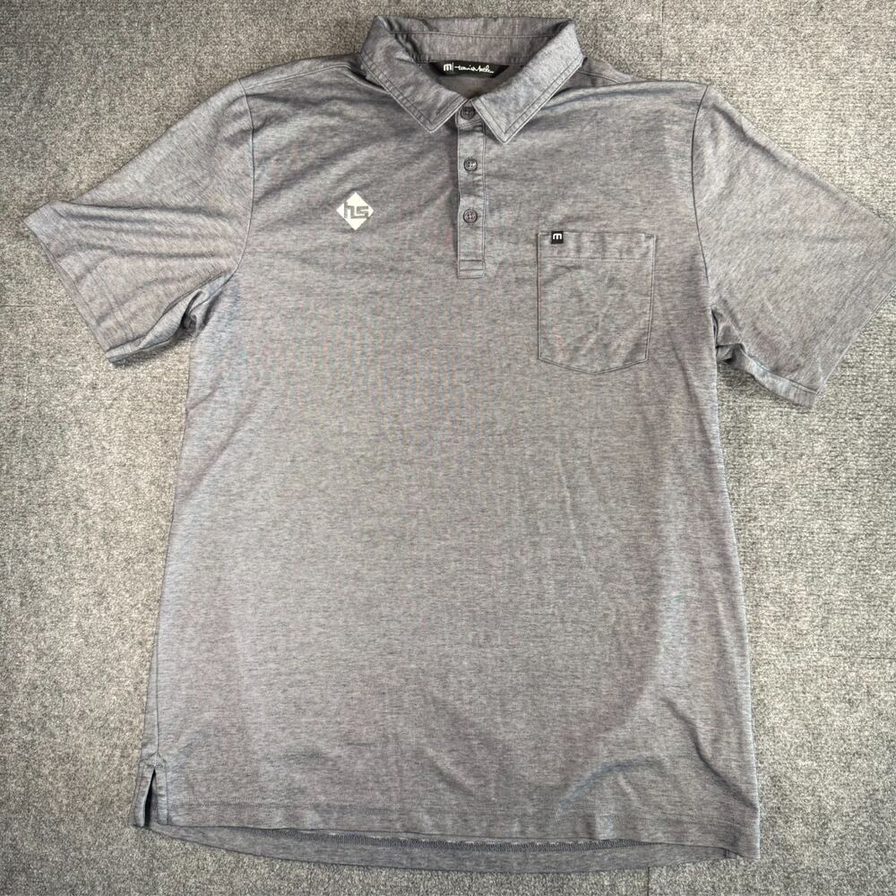 Travis Mathew Men’s XL Golf Polo Shirt Gray Heathered Left Chest Pocket Logo